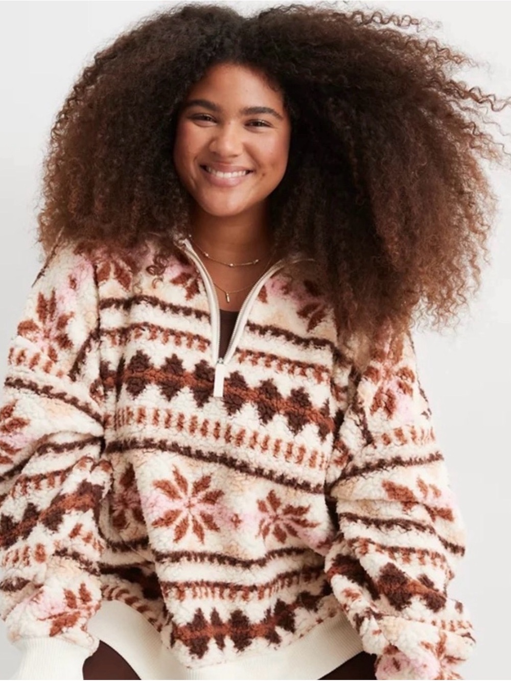Aerie Oversized Plush 1/4 Zip Sherpa